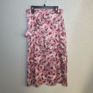 NWOT Miami for Francesca’s Pink Floral Midi Skirt